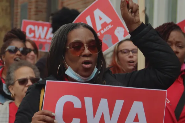 CWA Members on picket line