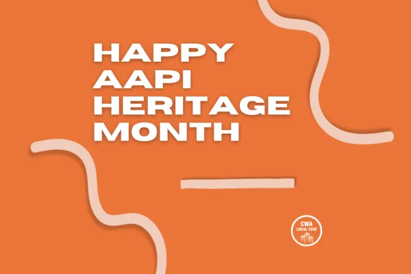 Happy AAPI Heritage Month overlayed on orange background