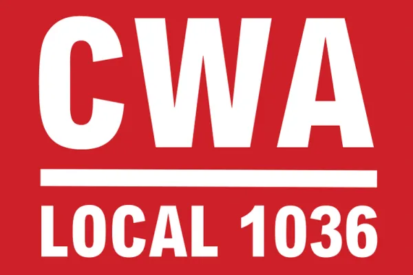 CWA 1036 logo with red background