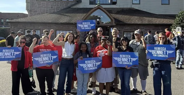 CWA 1036 members with Rebecca Bennett CD-7