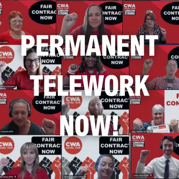 CWA Members on Zoom with their fists raised
